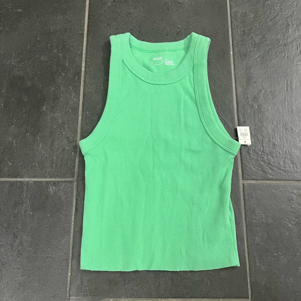 Bright green Ribbed tank top